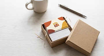 Business cards in a box