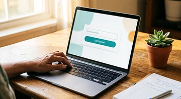 Email signup on a laptop